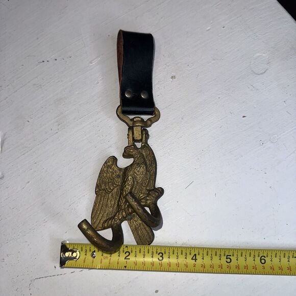 WW1 Imperial German Belt Eagle Drum Hanger Holder Brass With Iron Hooks Leather - Picture 9 of 9